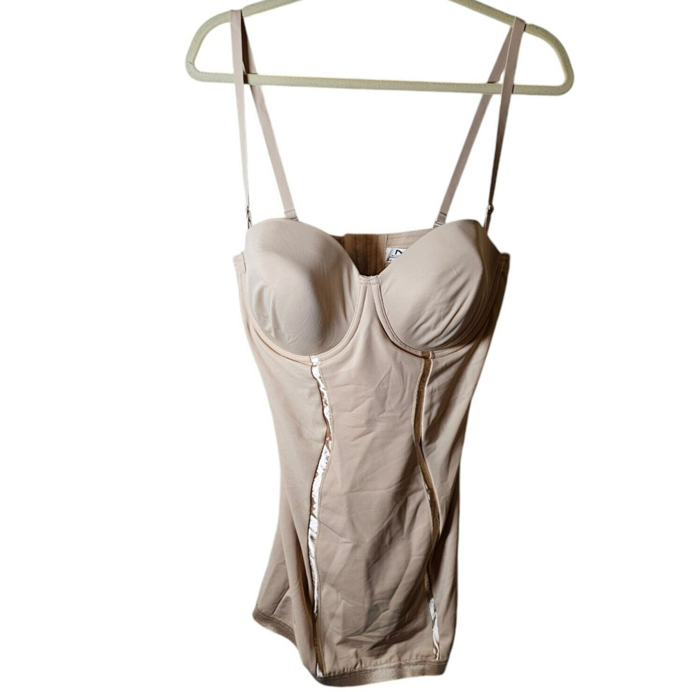Maidenform Beige Convertible Slip Dress Bodysuit 38D Boning Strapless